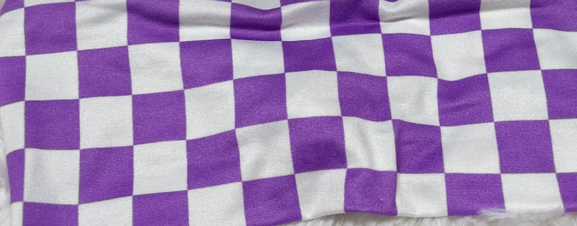 Lavender and White Checker Print Headband