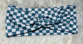 Teal and White Checker Print Headband