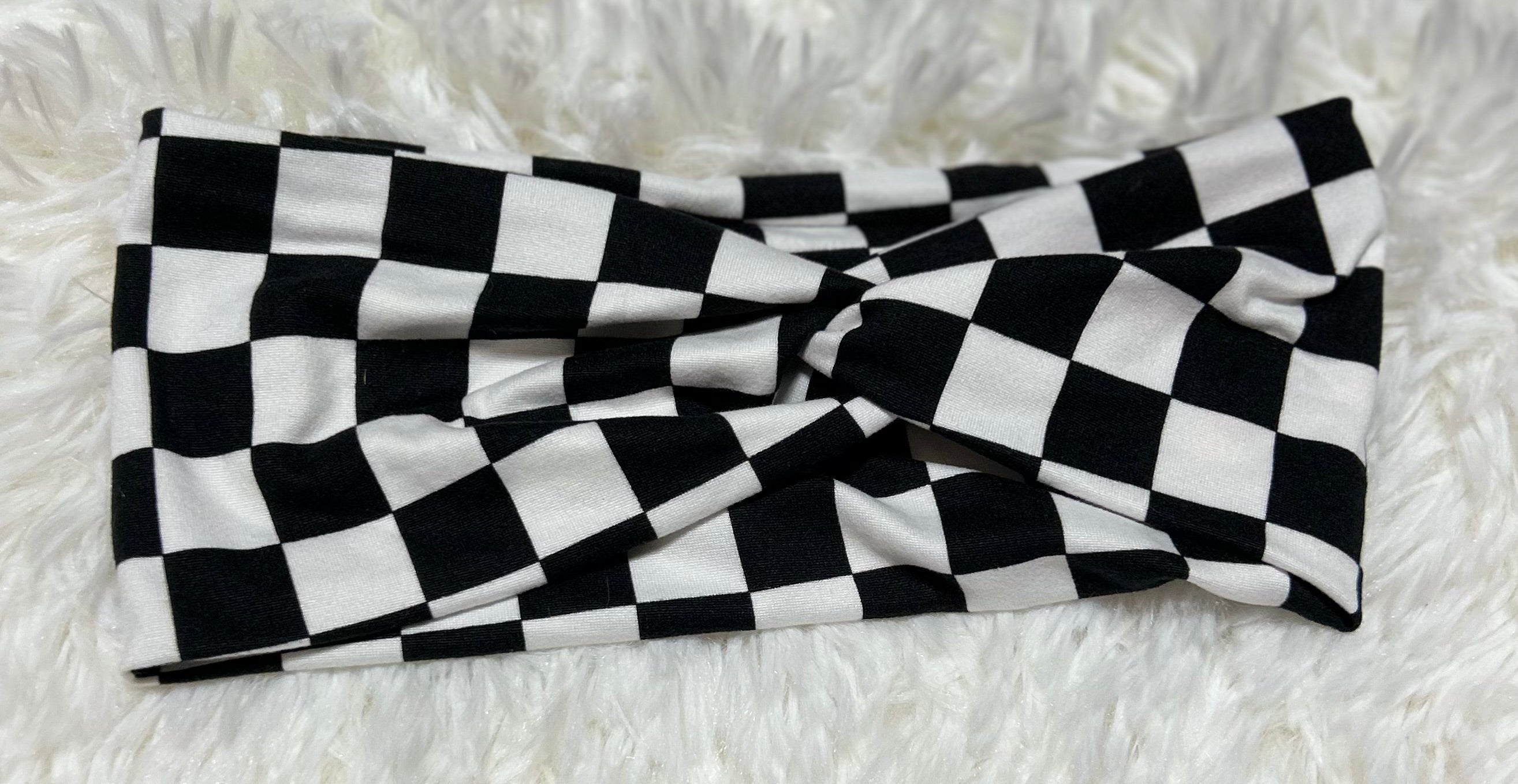 Black and White Checker Print Headband