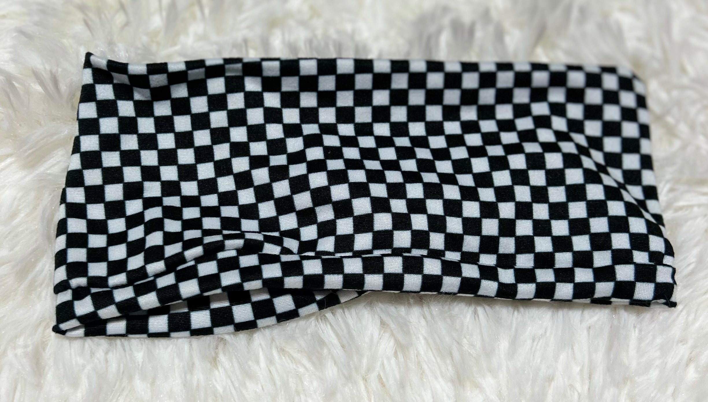 Black and White Small Checker Print Headband
