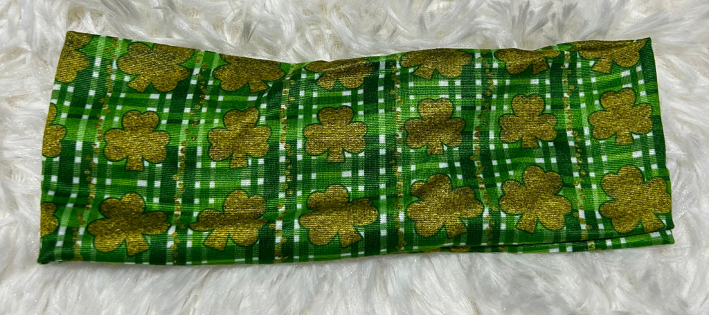 Plaid with Gold Shamrocks Headband