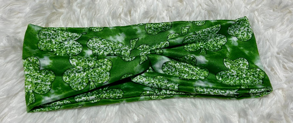 Green with Tie Dye and Shamrocks Headband