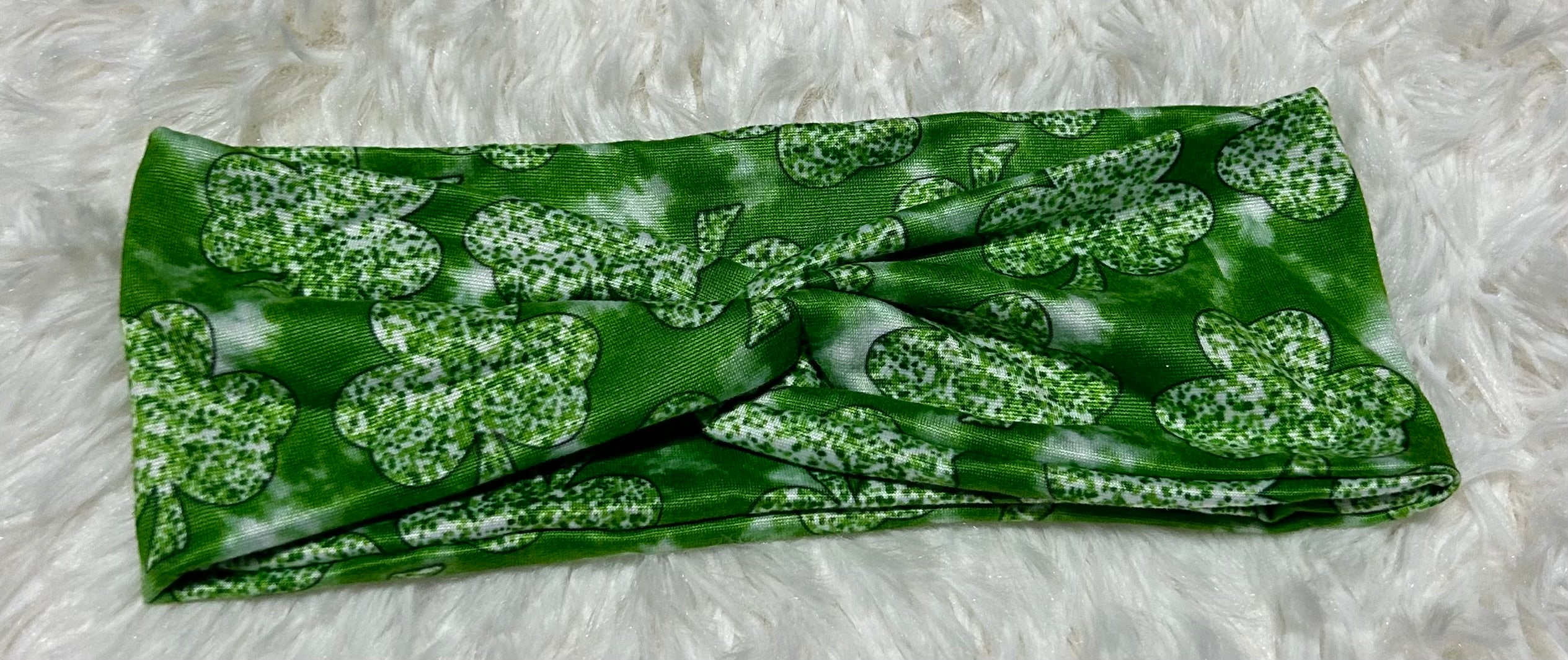 Green with Tie Dye and Shamrocks Headband