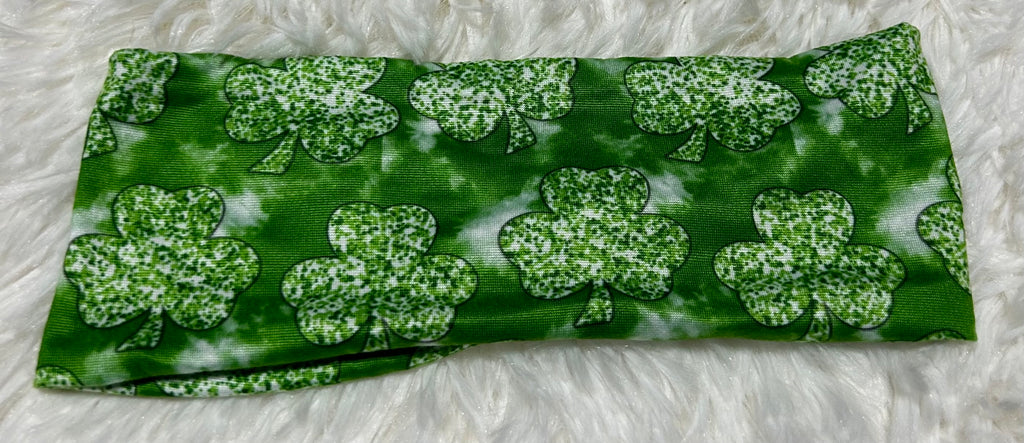Green with Tie Dye and Shamrocks Headband