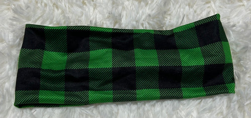 Black and Green Plaid Headband