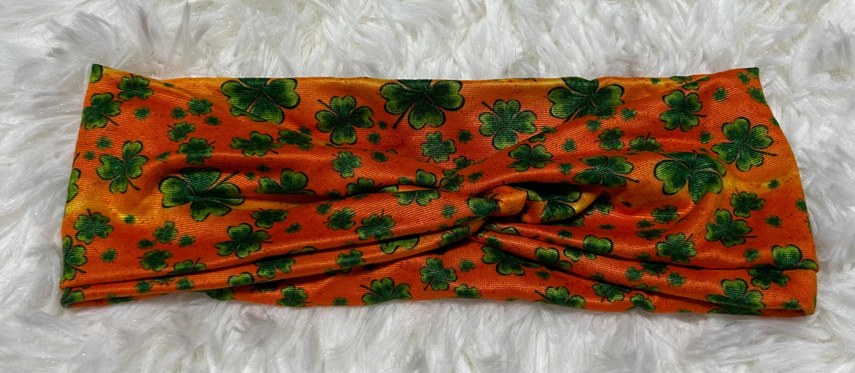 Orange with Green Shamrocks Headband