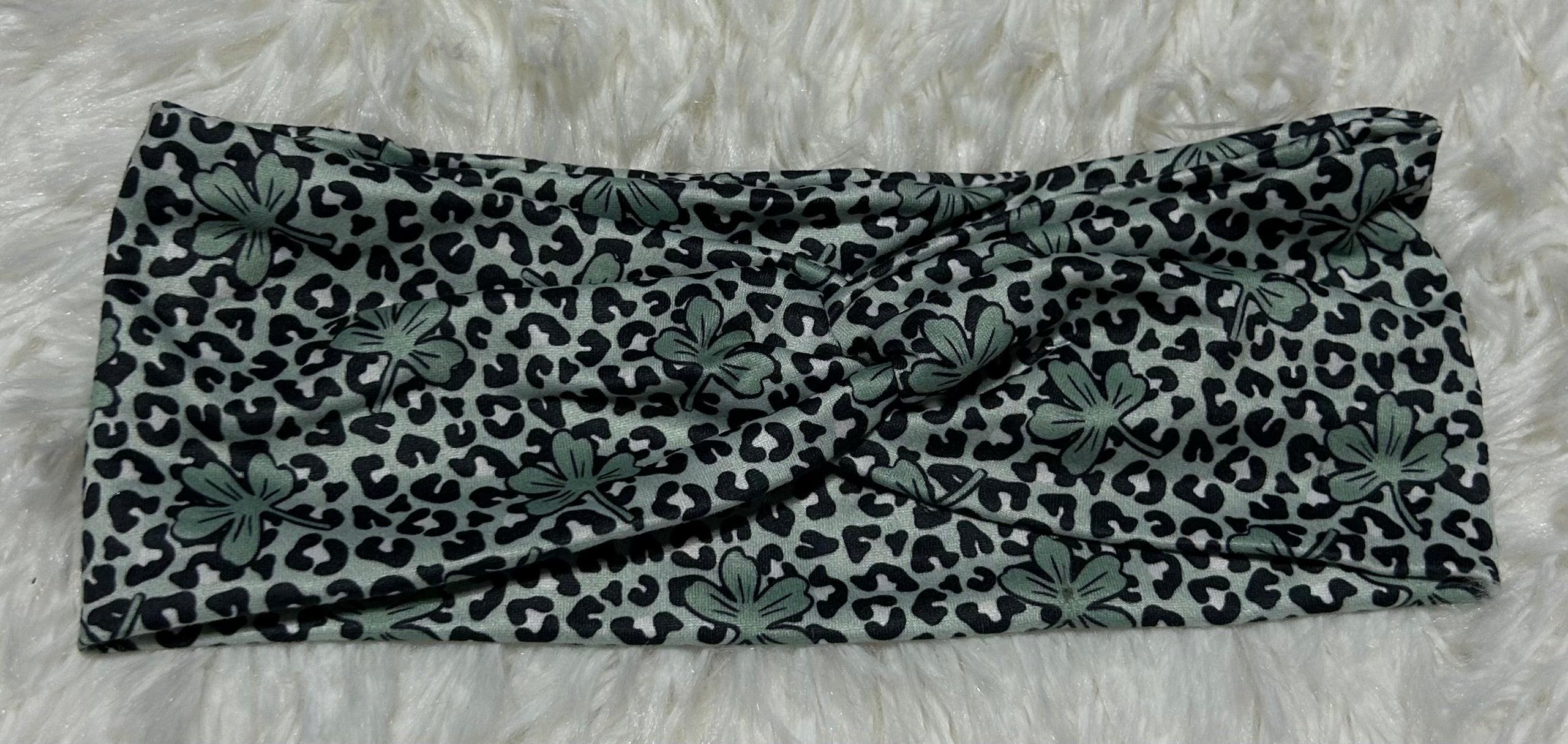 Black Cheetah Shamrocks Headband