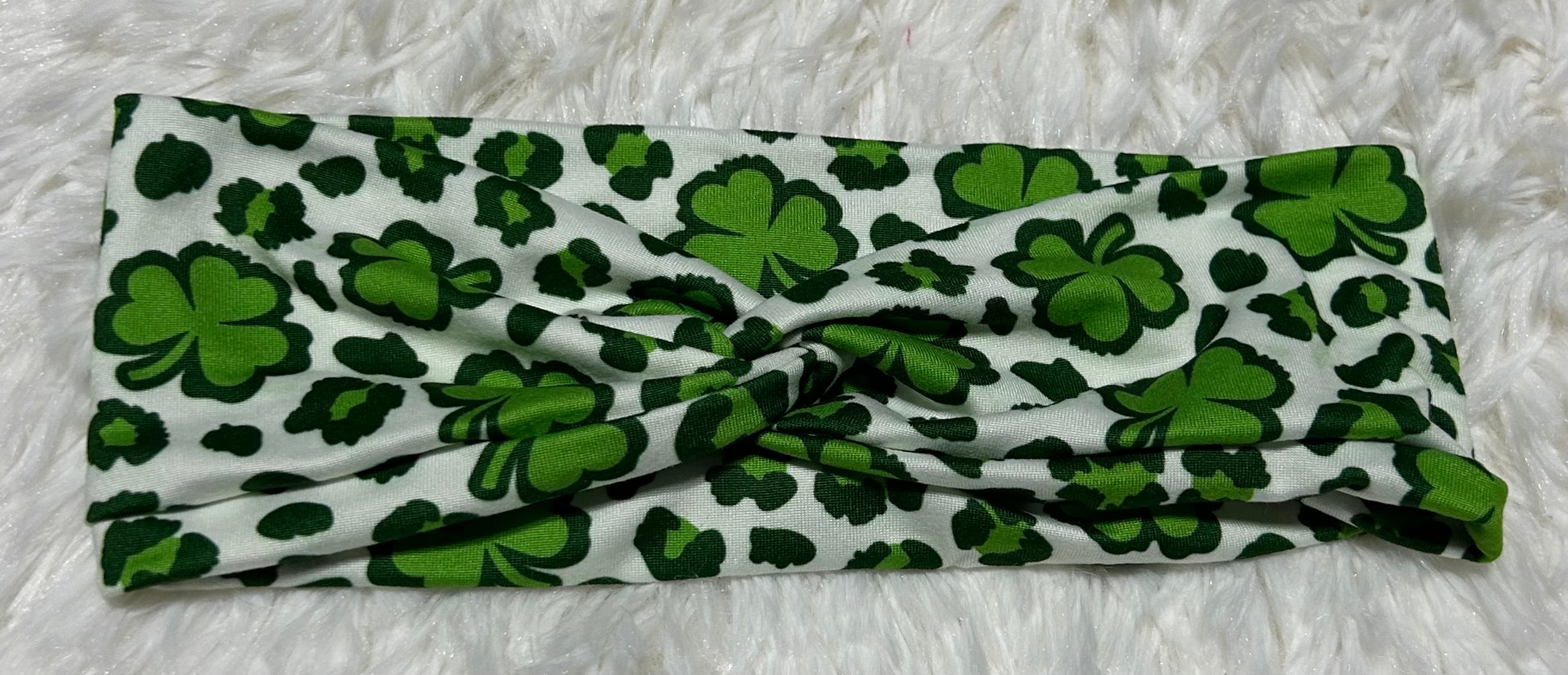 Green Cheetah Shamrocks Headband