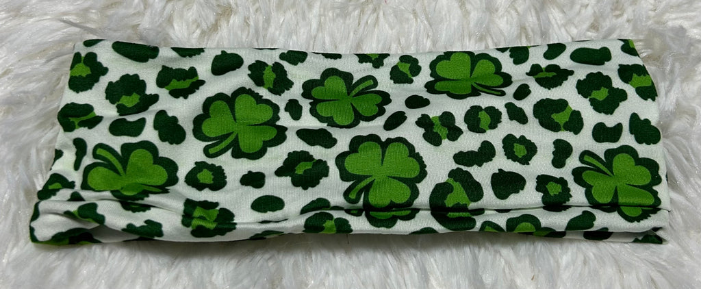 Green Cheetah Shamrocks Headband