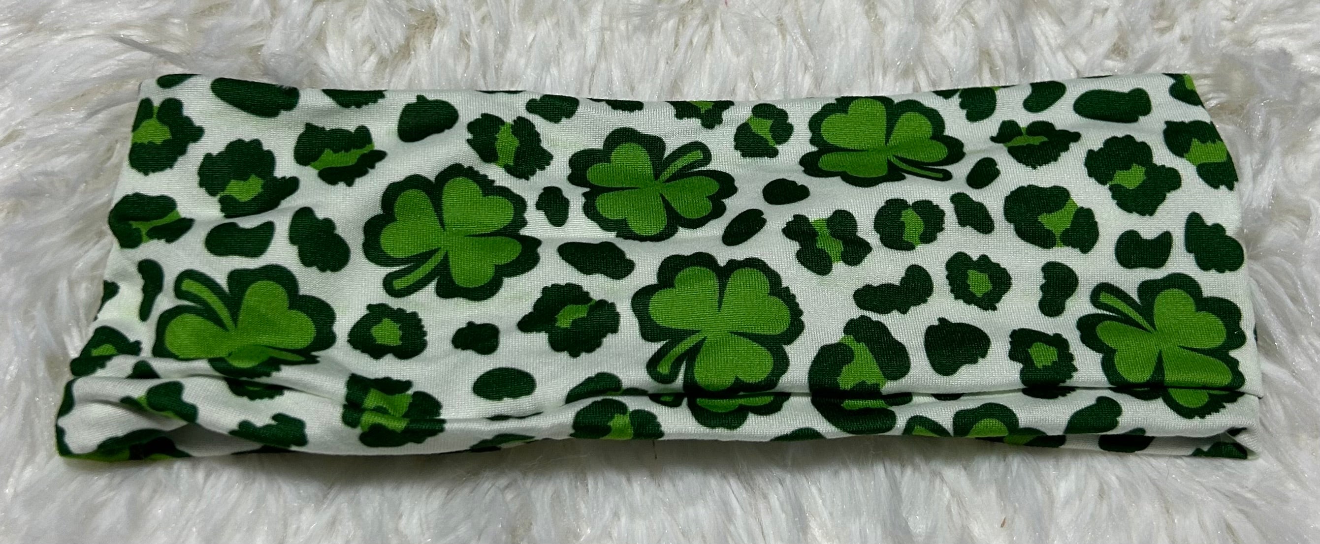 Green Cheetah Shamrocks Headband