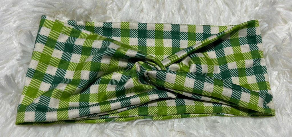 Light Green Plaid Headband
