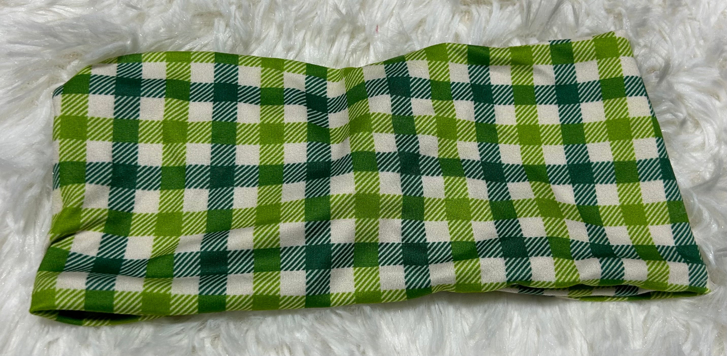Light Green Plaid Headband