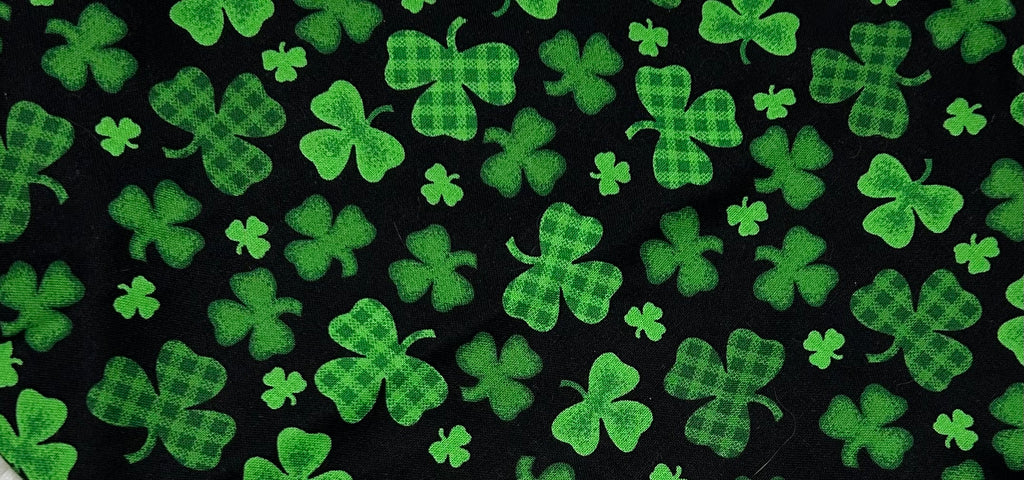 Plaid Shamrocks on Black Scrunchie Pet Bandana