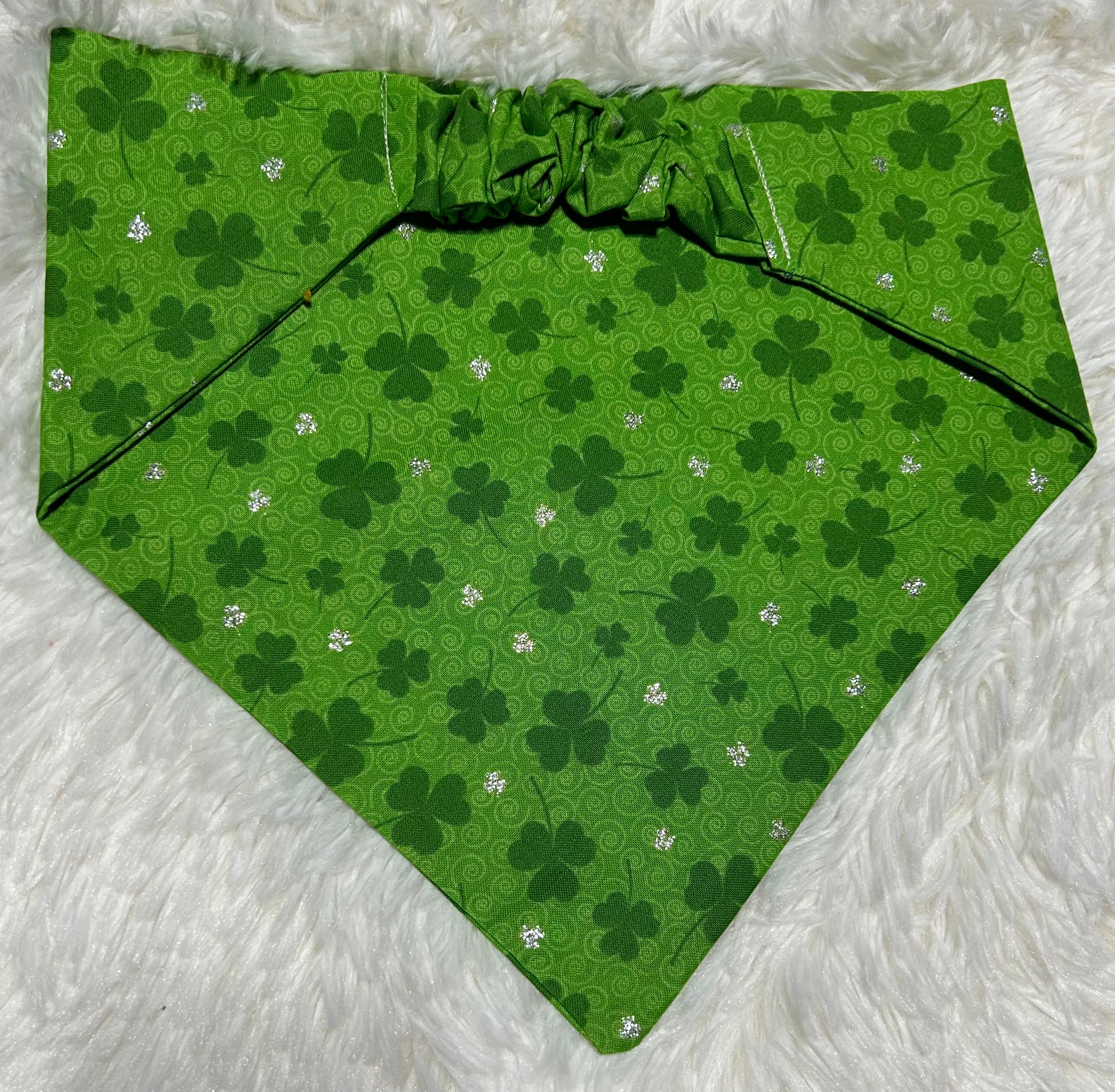 Shamrock with Sparkles Scrunchie Pet Bandana
