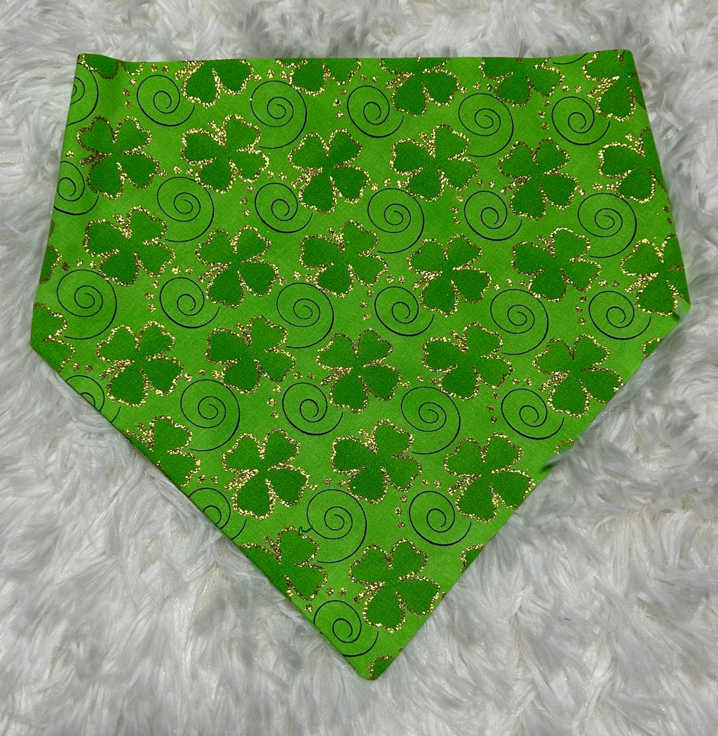 Shamrocks with Gold Scrunchie Pet Bandana