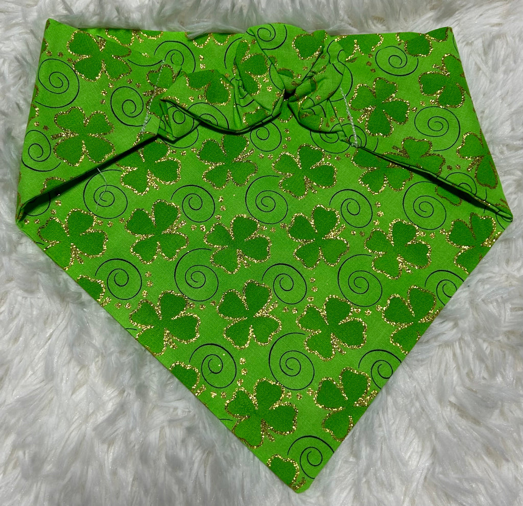 Shamrocks with Gold Scrunchie Pet Bandana