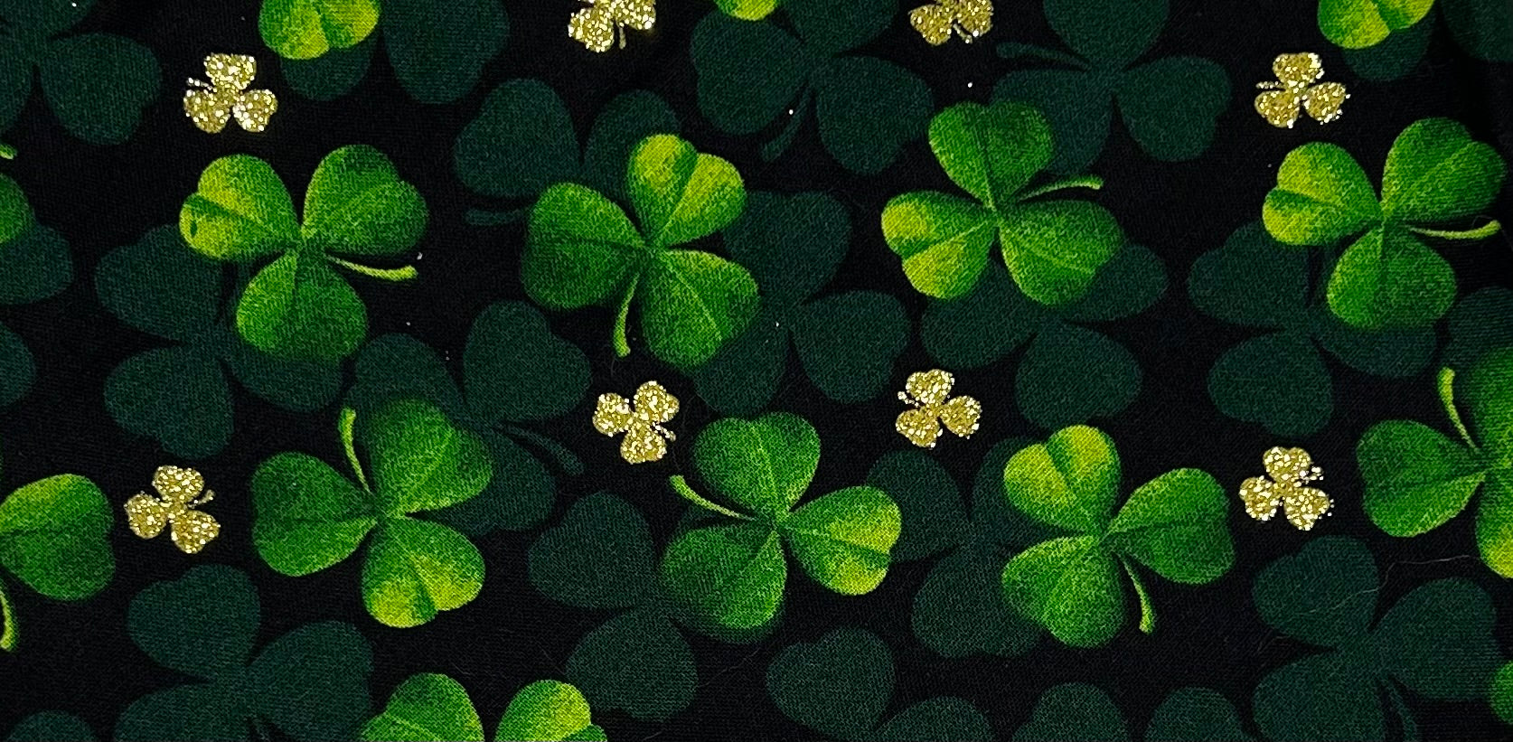 Watercolor Dark Shamrocks with Gold Scrunchie Pet Bandana