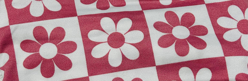 Pink Flowers Checker Print Headband
