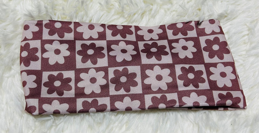 Rose Flowers Checker Print Headband