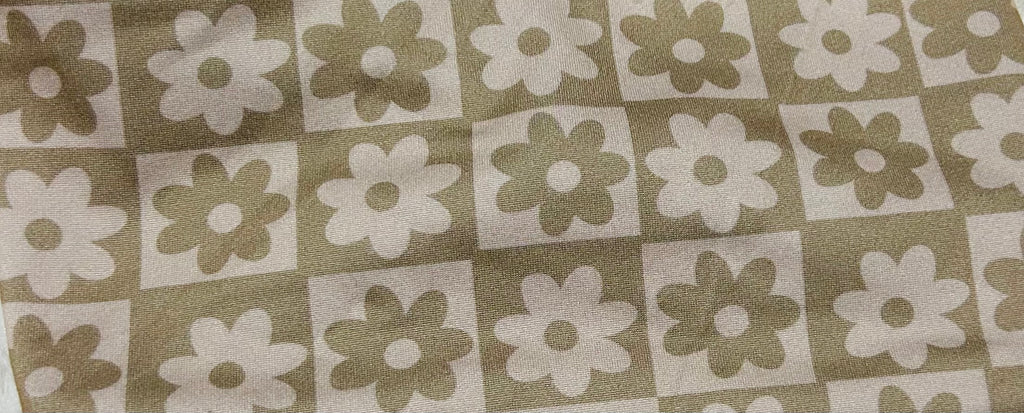 Beige Flowers Checker Print Headband