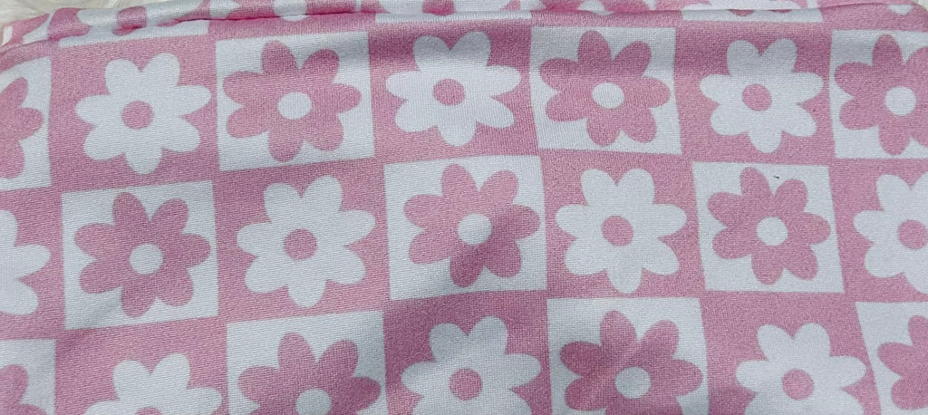 Light Pink Flowers Checkered Headband