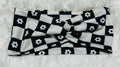 White Flowers on Black Checker Print Headband