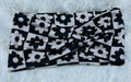 Black and White Flowers Checker Print Headband