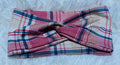 Pink/Aqua/Beige Plaid Headband