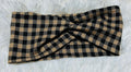 Black and Beige Plaid Headband