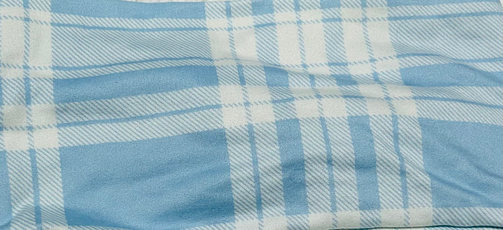 Light Blue and White Plaid Headband