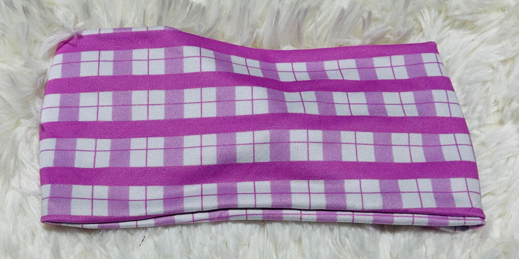 Pink and White Plaid Headband