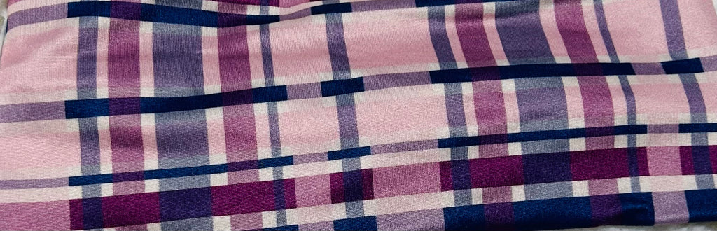 Pink and Navy Plaid Headband