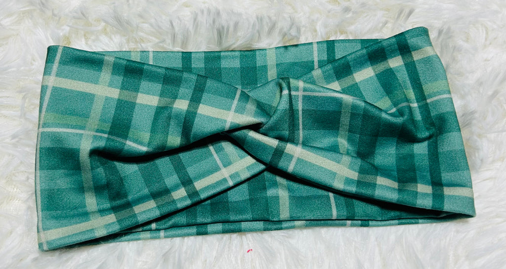 Sage Green Plaid Headband