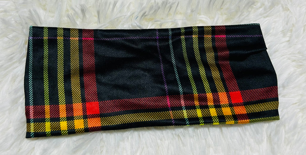 Rainbow Black Plaid Headband