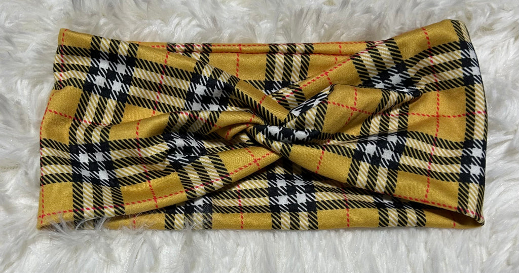 Mustard and Black Plaid Headband