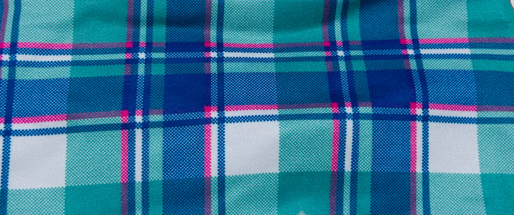 Aqua/Pink Plaid Headband
