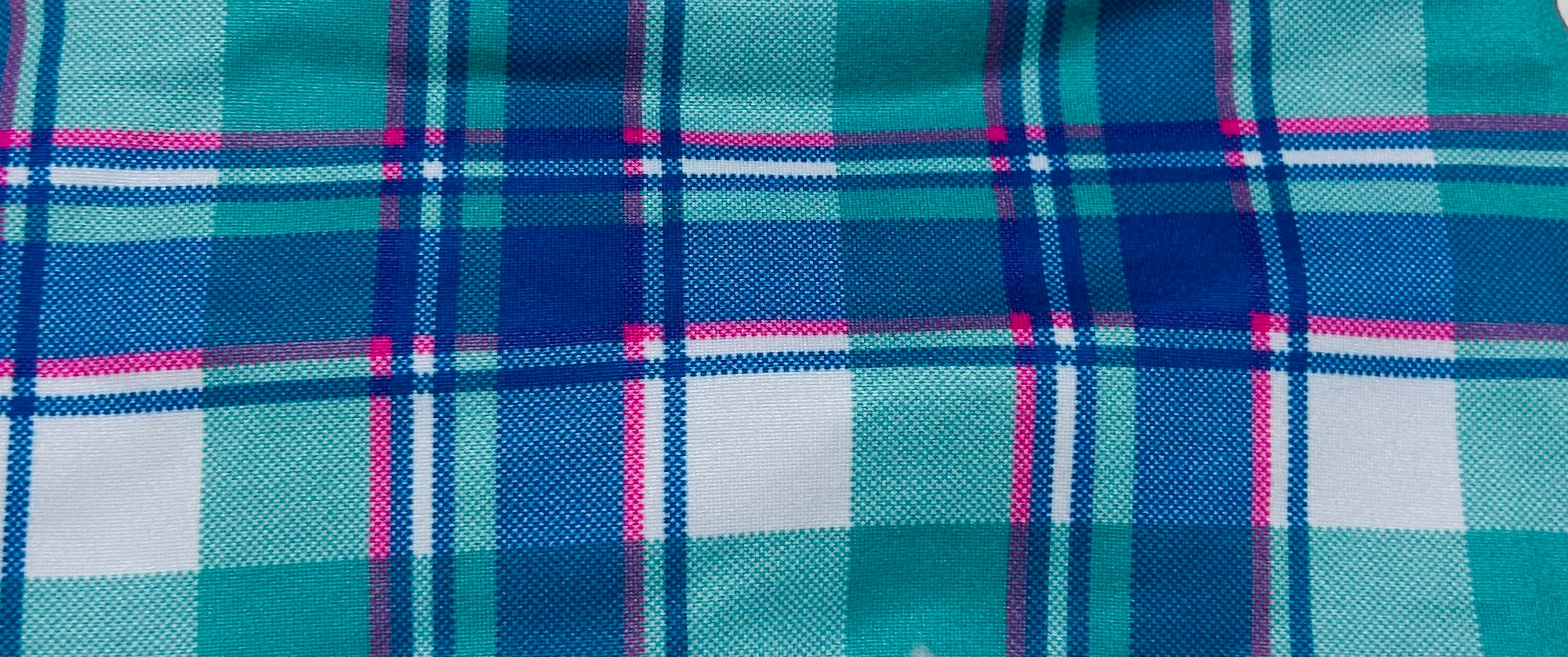 Aqua/Pink Plaid Headband