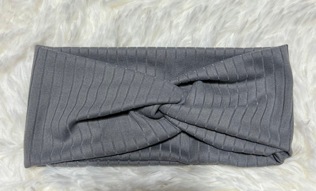 Grey 8x2 Rib Headband