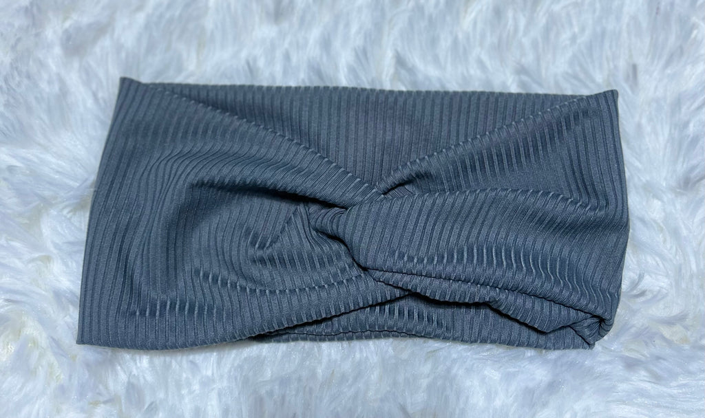 Medium Grey 4x2 Rib Headband