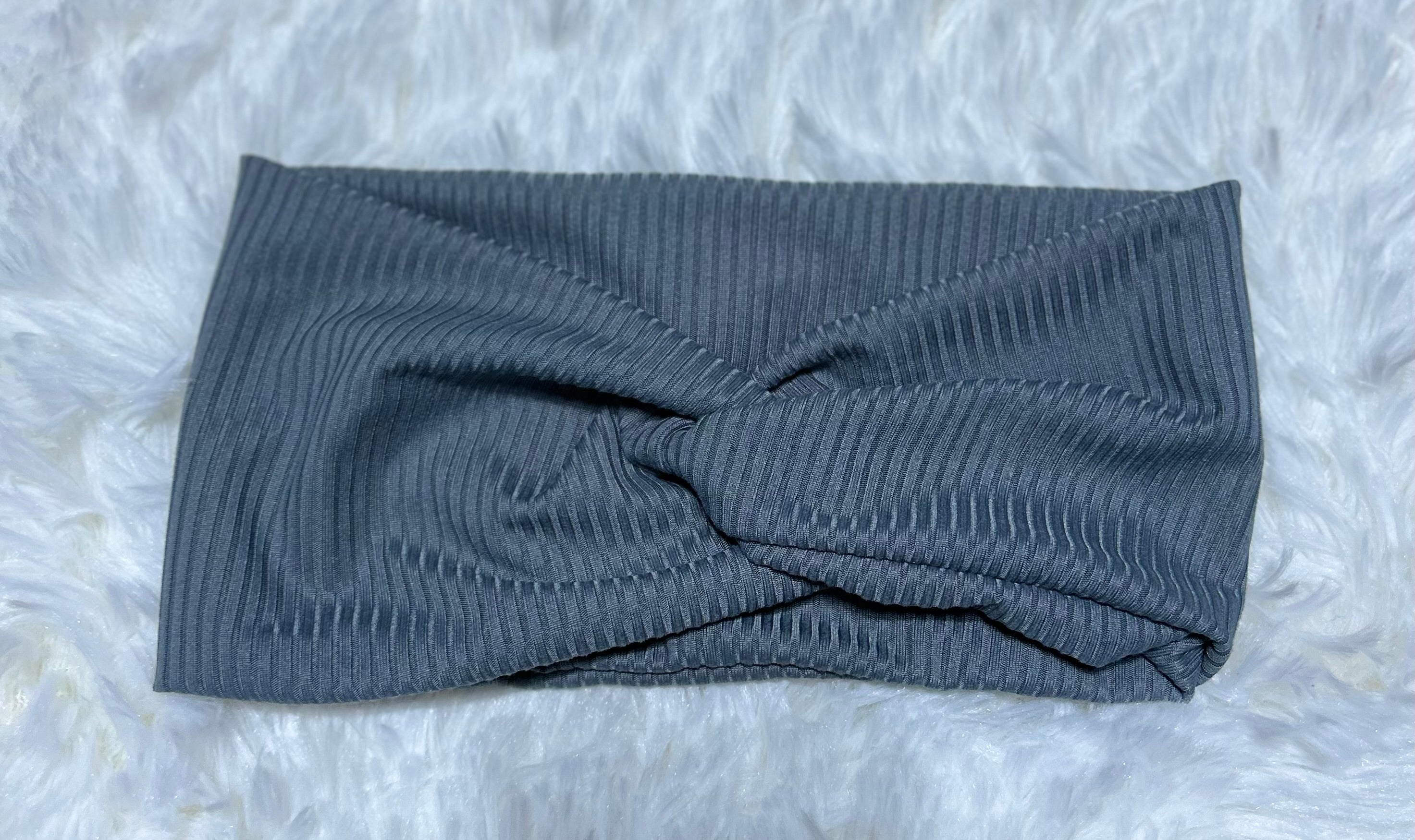 Medium Grey 4x2 Rib Headband
