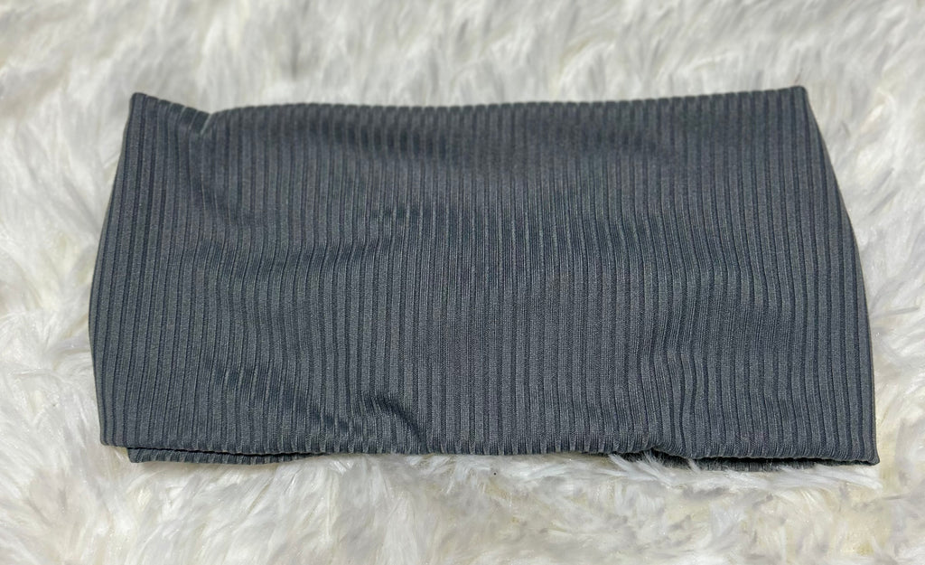 Medium Grey 4x2 Rib Headband