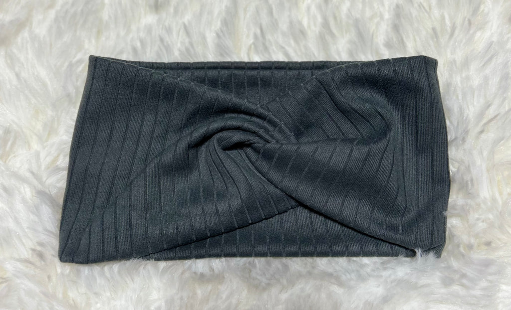 Dark Grey 8x2 Rib Headband