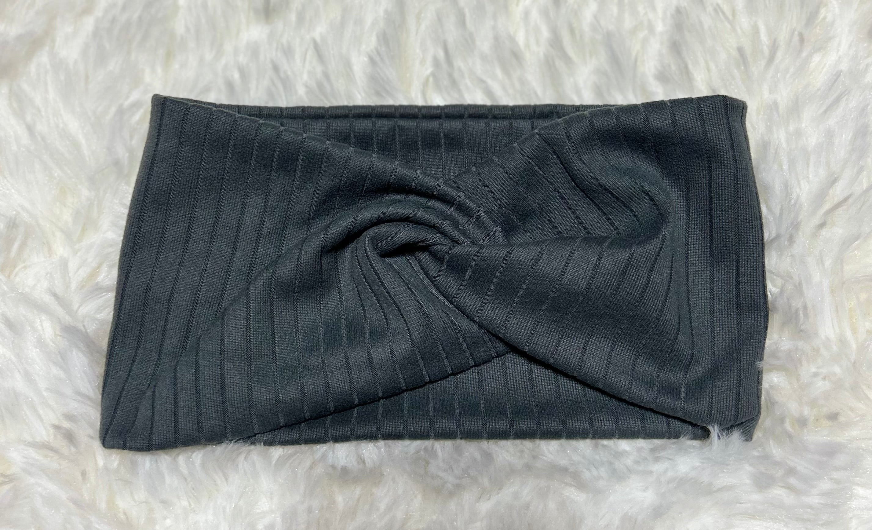 Dark Grey 8x2 Rib Headband