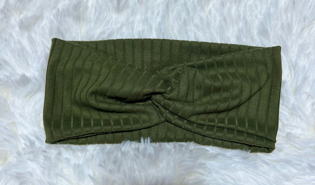 Olive Green 8x2 Rib Headband