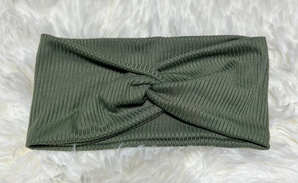 Olive Sage Green 4x2 Rib Headband
