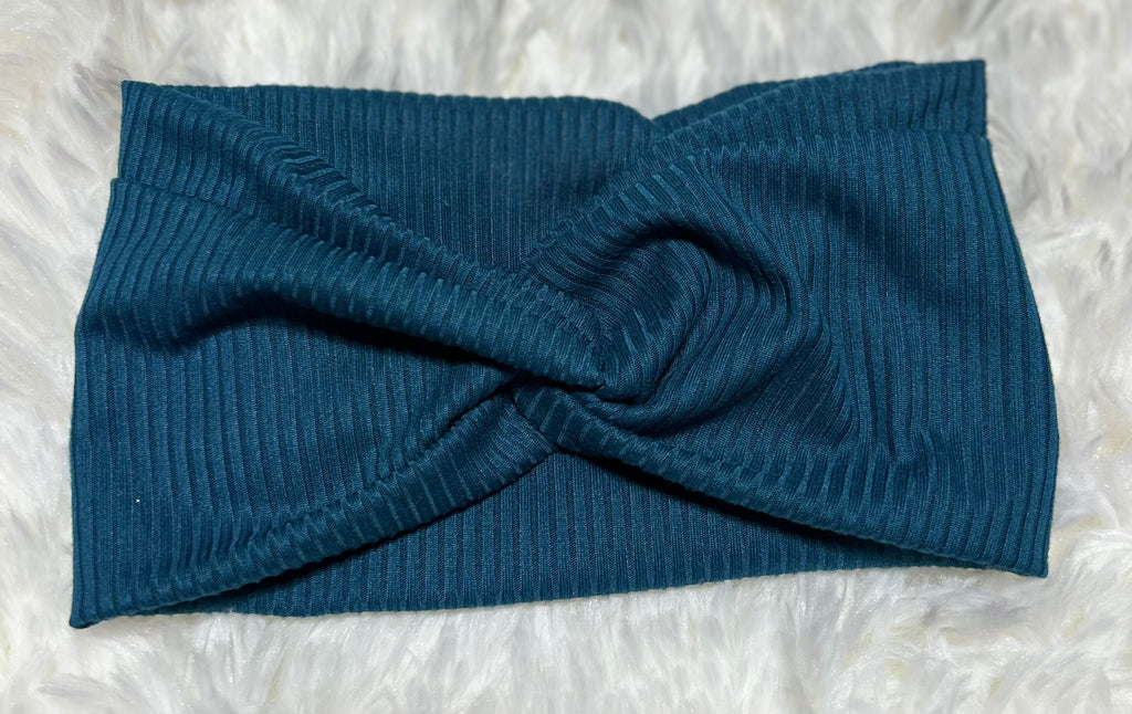 Dark Turquoise Blue 4x2 Rib Headband