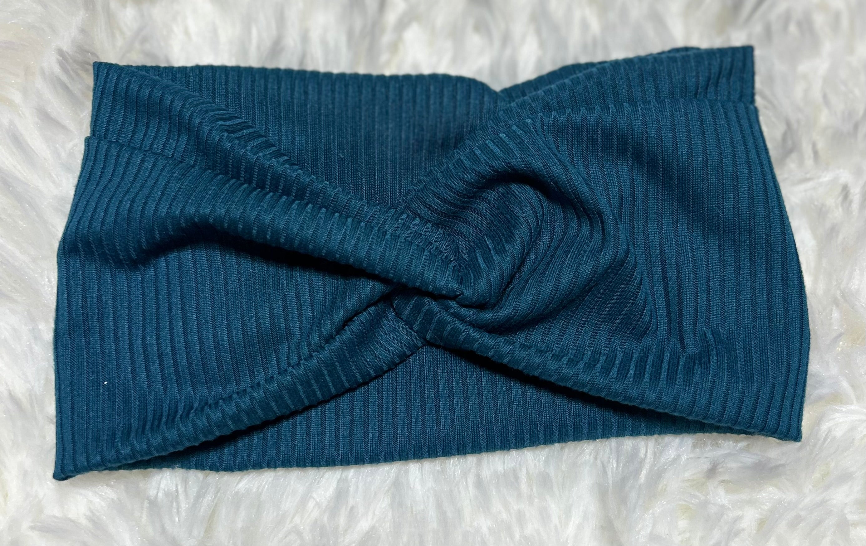 Dark Turquoise Blue 4x2 Rib Headband