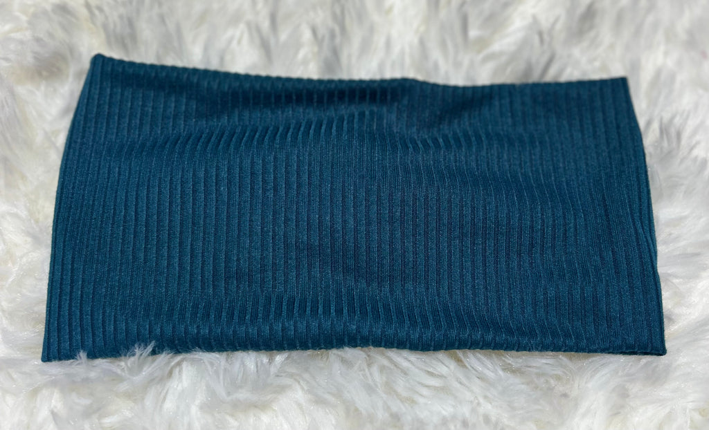 Dark Turquoise Blue 4x2 Rib Headband