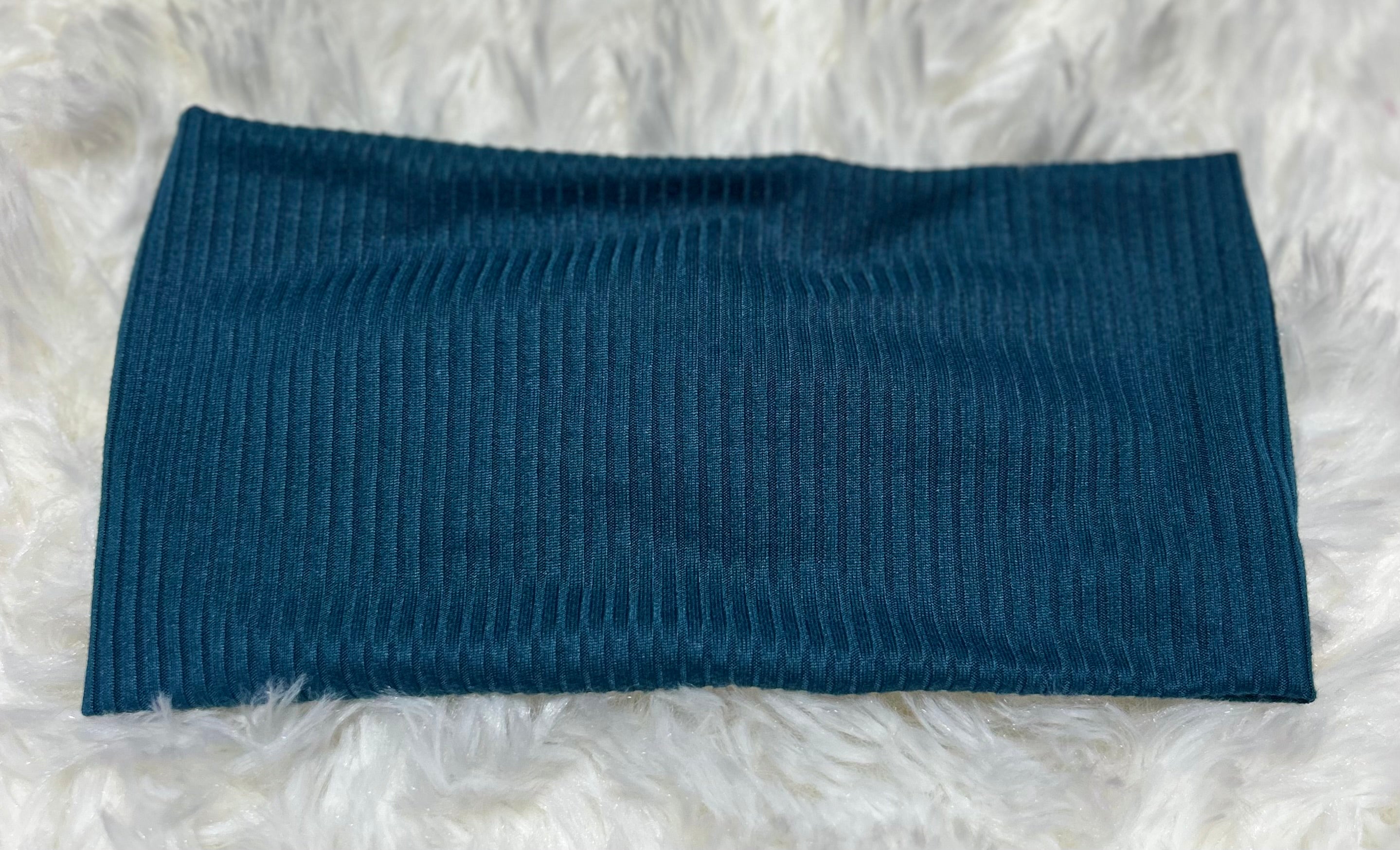 Dark Turquoise Blue 4x2 Rib Headband