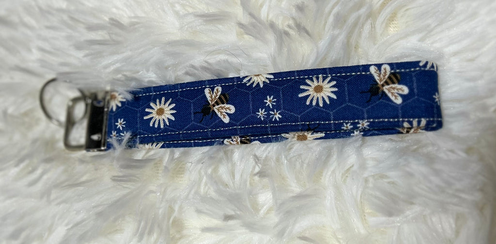 Blue Bee Wristlet